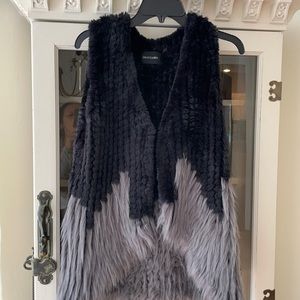 Faux Fur Vest Black and Gray